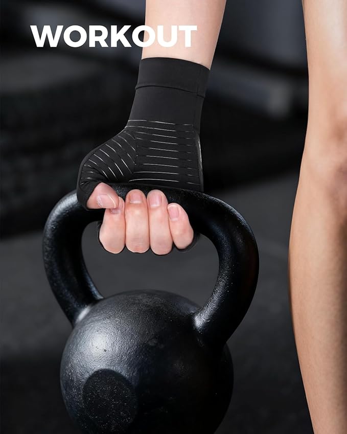 Copper Compression Gloves for Arthritis - Open Finger, Set of 2 Pairs (4 Gloves) - For Men & Women, Hand Support for Typing & Daily Wear, Helps Ease Stiffness & Swelling