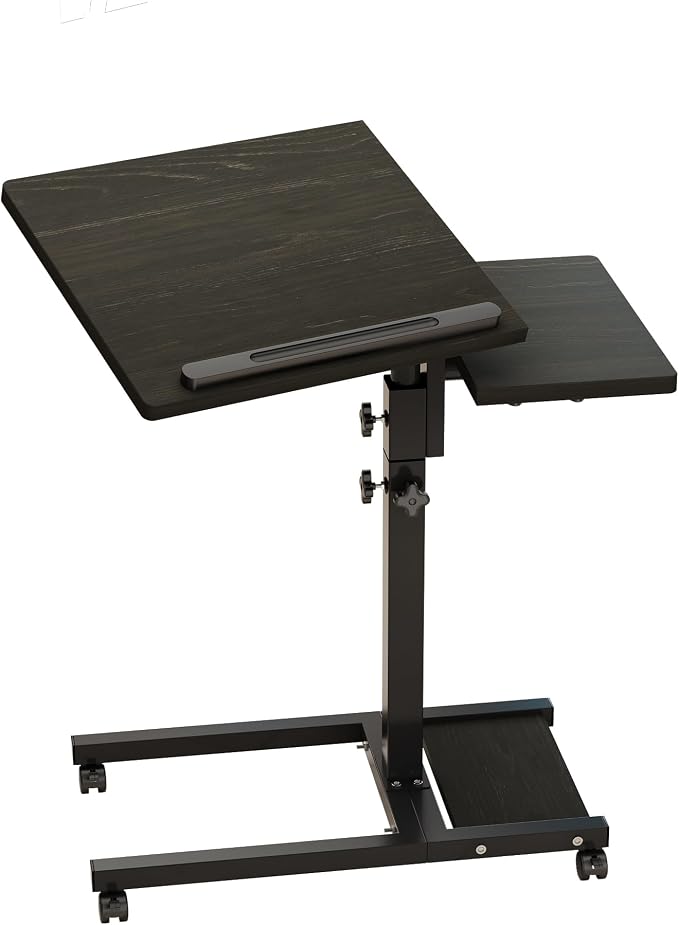 TigerDad Mobile Adjustable Height Laptop Stand PC Computer Portable Notebook Swivel Laptop Desk Rolling Table Desk Cart Tiltable with Wheels Casters& Mouse Pad Table