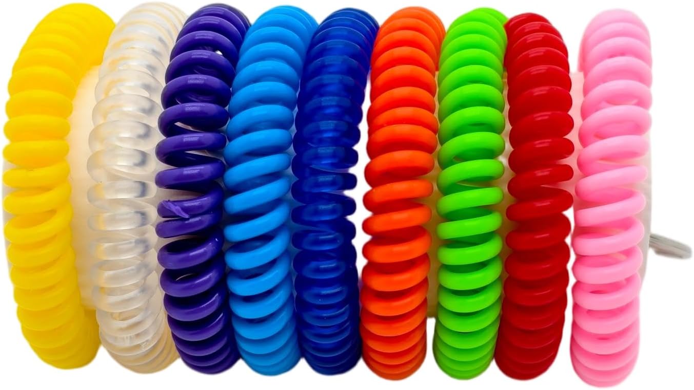 9pcs Black Wrist Coil Keychain key ring bracelet wrist key holder stretchy | Key Chain Holder Outdoor Sports and Gym Swimming stretchy wristband key ring