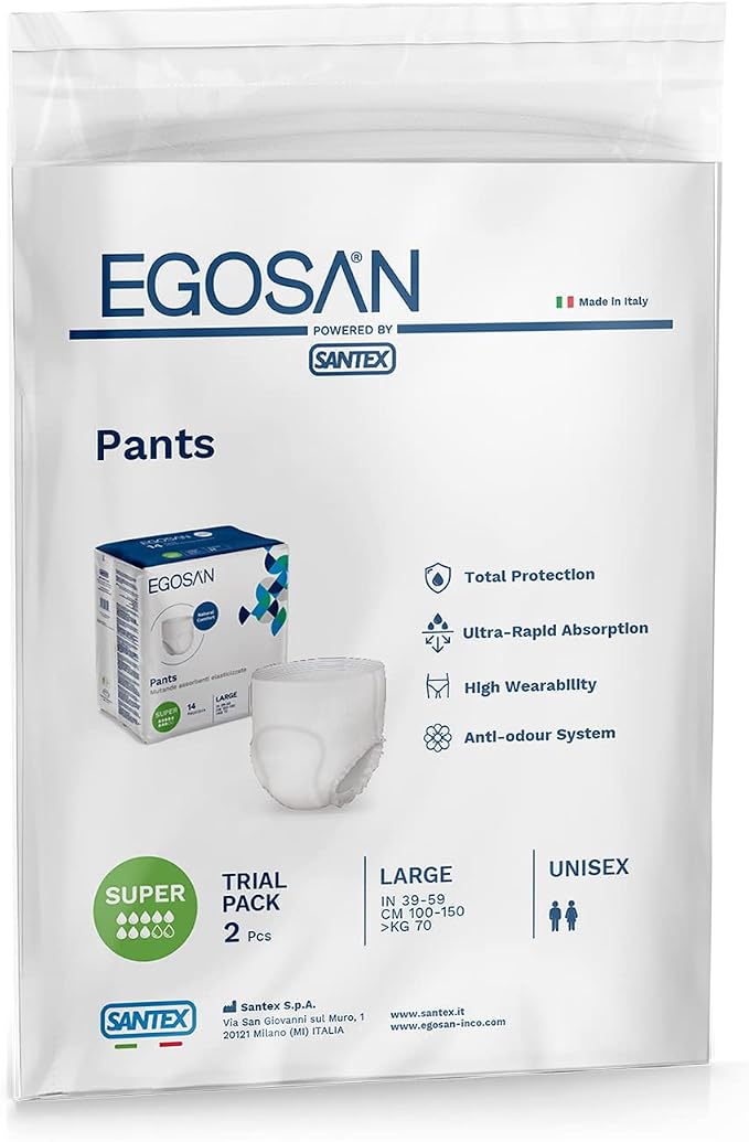EGOSAN Super Incontinence Adult Pull Up Underwear with New Stretchable Waistband, Maximum Absorbency for Active Men and Women (Large, 2, Count)