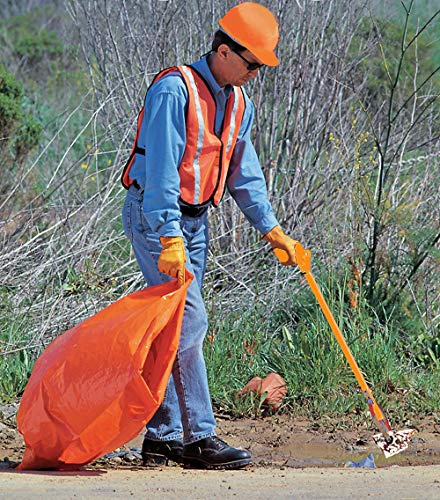 Orange-U-Tongs PRO Grade Litter Pick up Tool, Elastic Lanyard, Suction Cup Reacher Grabber for Indoor or Outdoor Use, 33" Reach, 5lb. Pick Up Capacity, Orange, 36", 6 Pack (7702-6)