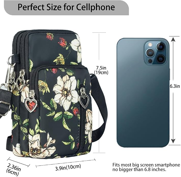 Small Crossbody Bag for Women - Mini Phone Purses with Crossbody Strap and Wallet - Nylon Arm Bag