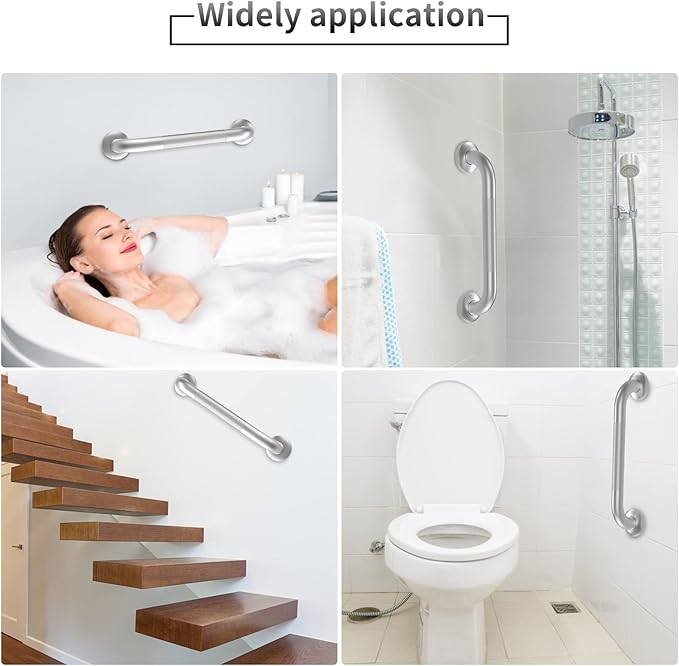 2 Pack 16 Inch Grab Bars for Bathtubs and Showers, Anti Slip Shower Grab Bars Stainless Steel Shower Handle Toilet Handicap Elderly Senior Assist Bathroom Saft Handle