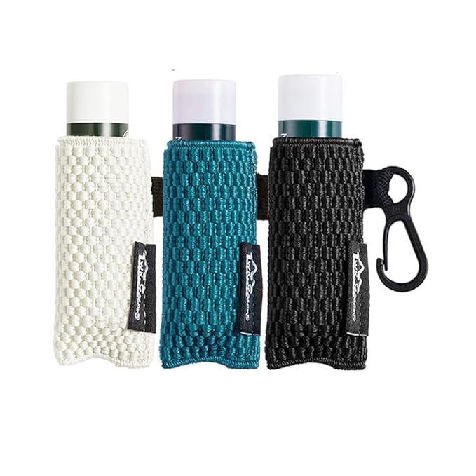WK IEASON Lip Balm Holder Sleeve with Keychain Lipstick Sleeve Holder Tight-knit Elastic Holder (Black/blue/beige)
