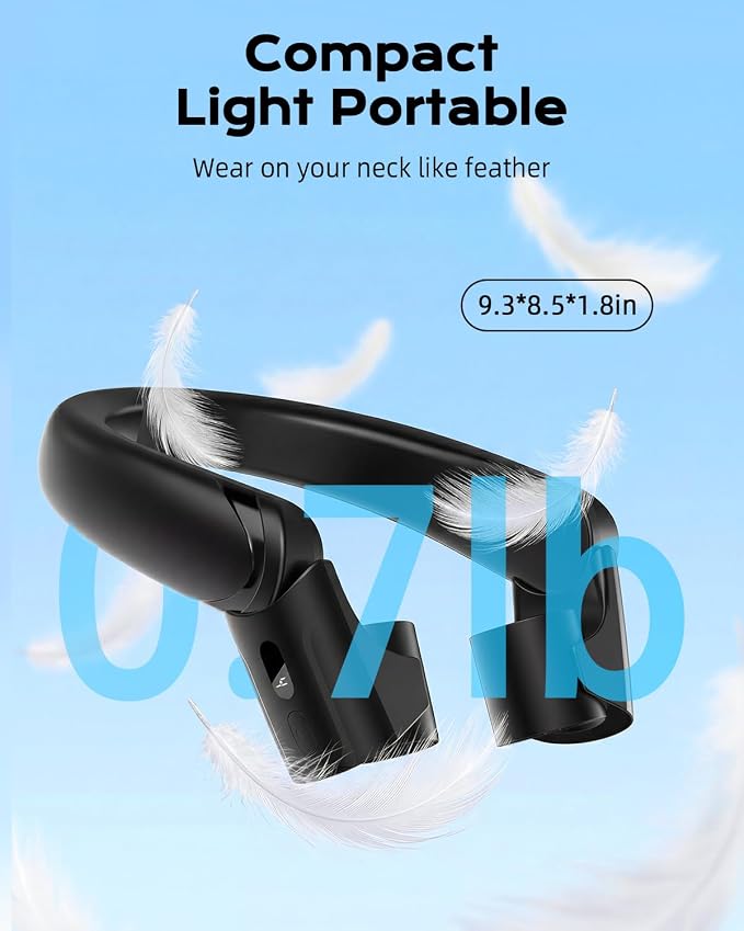 Neck Fan with Dual Motor 200% Strong Airflow - 8000mAh Portable Fan, Personal Fan with Adjustable Airvents,Quick Charging,4 Speeds, Cooling Fan for Travel, Summer Gift for Father Women