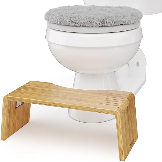 Squatty Potty Oslo Folding Bamboo Toilet Stool – 7 Inches,Collapsible Bathroom Stool for Kids and Adults – Brown,Portable and Space-Saving,(Pack of 4)