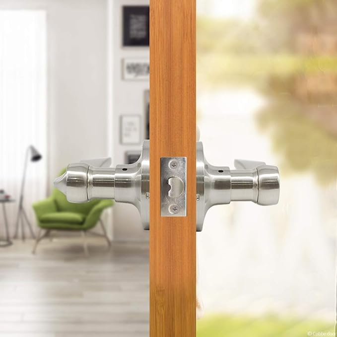 Gobrico 10 Pack Satin Nickel Interior Privacy Door Handle Levers for Bed/Bath, Keyless Silver Reversible Door Knobs with Thumb-Turn Button