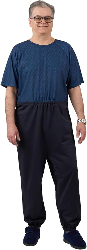 Ovidis Dementia Clothes - Alzheimers Anti-Strip Jumpsuit with Back-Zipper for Elderly Men - Bobby