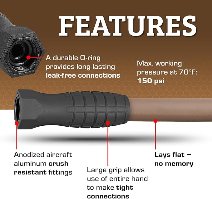 Flexzilla Colors SwivelGrip Garden Hose 5/8 in. x 10 ft., Lightweight All-Weather Water Hose, Durable and Flexible, Leak-Free Connections, Brown Mulch