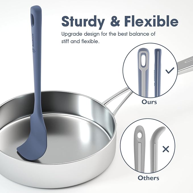 4 Pieces Silicone Spatula Set, Food Grade Rubber Spatula, Upgrade Strong Handle with Ergonomic Grip, Heat Resistant for Nonstick Cookware, Cooking