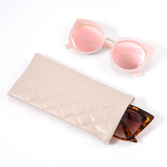 TRIUMPH VISION Eyeglass Case Glasses Case Soft Sunglass Pouch Sleeve 3 Pack | Slim Lightweight Alternative to Bulky Case, Leather Lined Protect Lens, Squeeze Easy to Use, Stylish Portable for Daily Use
