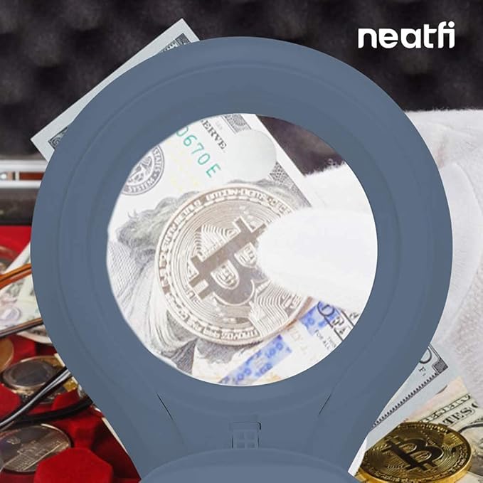Neatfi (New Model) Bifocals 1,200 Lumens Super LED Magnifying Lamp with Clamp, Dimmable, 60 Pcs SMD LED, 5 Inches Diameter Lens (5 Diopter + 20 Diopter, Gray)