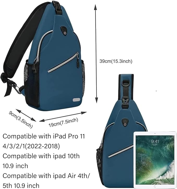 MOSISO Small Sling Bag for Men, Crossbody Shoulder Chest Daypack Bag | Sling Backpack for Casual Travel Hiking