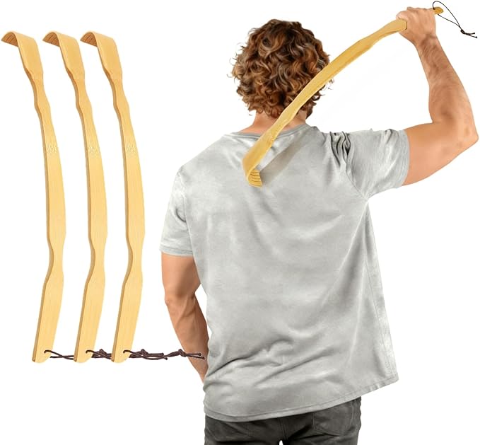 3 PCS Back Scratcher,17" Bamboo Wooden Back Scratchers | Strong Sturdy Self-Massager for Scratching Itches,Best Gift for Father's Day Pregnant Women&People Who Need Longer Hands