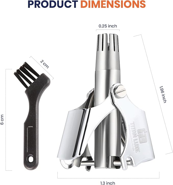 Stainless Steel Hair Trimmer for Men and Women | Manual Nose and Ear Hair Trimmer | Nose Clippers, 360° Rotating Hair Trimmers | Washable Nose Hair Remover