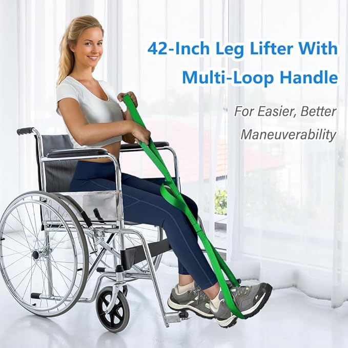 42 Inch Leg Lifter - Leg Lifter Strap Rigid with Multi Loops - Leg Lifter After Hip Replacement, Leg Lifter for After Knee Surgery, Leg Lifters Getting Legs in and Out of Bed, Car, Couch, Wheelchair