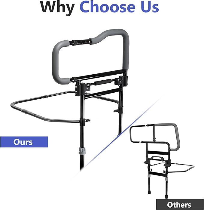 Bed Rails for Elderly Adults Safety, Foldable Adjustable Bed Rail & Assist Handle, Heavy-Duty Grab Bar for Seniors, Pregnant Women, Injury Recovery – Fits Twin, Full, Queen & King Beds