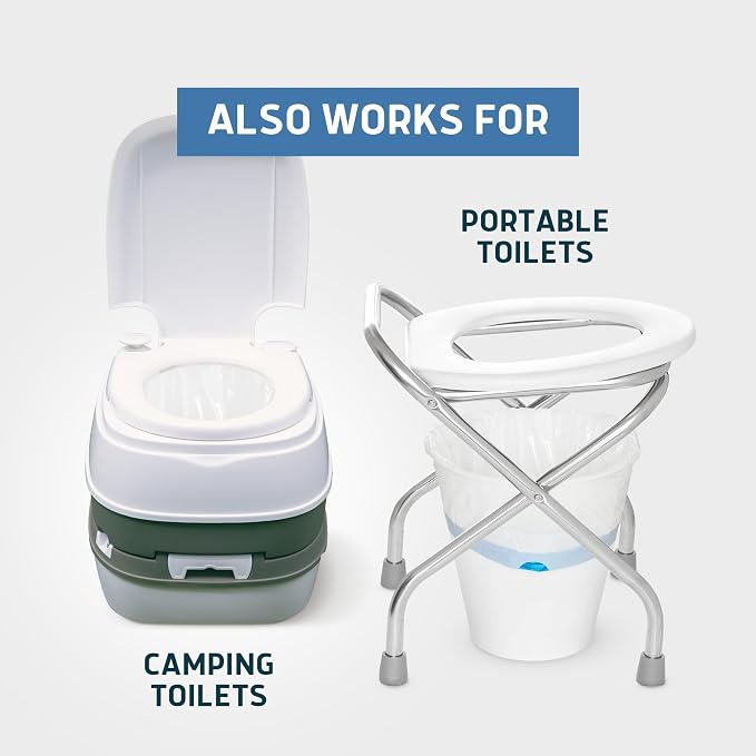 Lunderg Commode Liners - Value Pack 250 Count Universal Fit | Medical Grade Bedside Liners Disposable for Adult Commode Chair, Portable or Camping Toilet Bags