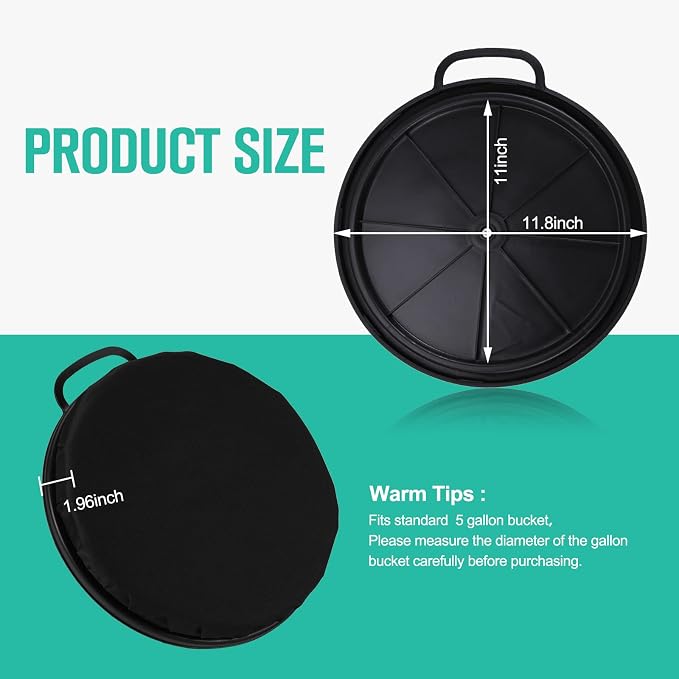5 Gallon Bucket Seat, 360-Degree Swivel Seat Foam Cushion Bucket Seat Lid with Waterproof Cover for Dove Duck Hunting, Fishing, Baseball, Gardening and Camping