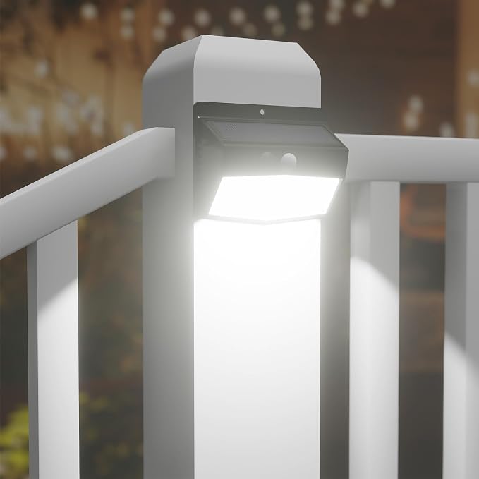16 Pack Solar Motion Sensor Lights Outdoor Waterproof with 3 Modes | Cool White, Black Frame, LED, Solar Powered, Security Lighting for Outside Wall Garden Fence Yard Deck Patio Garage