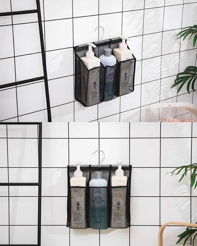 ALYER Hanging Mesh Shower Caddy,Bathroom Toiletry Organizer,Black
