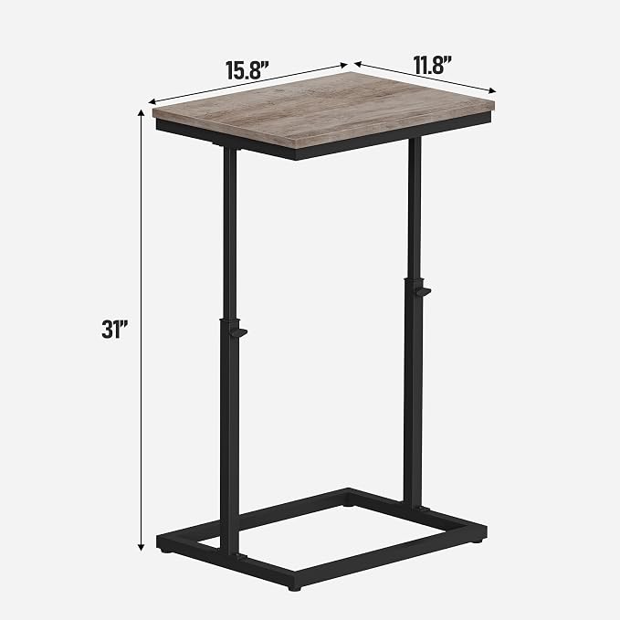 TUTOTAK End Table, Side Table, Tall Couch Table, Sofa Table | for Living Room, Bedroom, Greige TB01BG083P