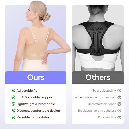 Posture Corrector for Women, Invisible Lightweight Adjustable Back Brace for Neck Shoulder & Upper Back Pain Relief - Improve Posture Correct Scoliosis & Hunchback Under Clothes (Beige, S)