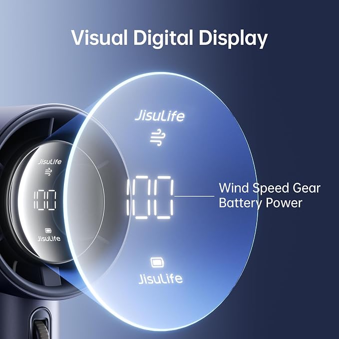 JISULIFE Handheld Fan Pro1S - Next-Gen Airflow: Up to 12H Runtime | Pearlescent ABS-Elegant Strength,1-100 Speed Scroll Wheel, 3600mAh-Portable Fan for Travel, Gifts for Women Men(Stellar Blue)