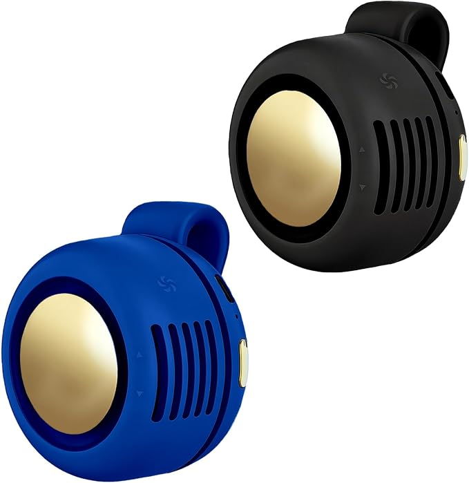 Portable Clip-On Fan, Mini USB Rechargeable 360° Rotatable Fan, Personal Fan 3-Speed Silent Mini Bladeless Fans (2 pack(Dark blue+Black))