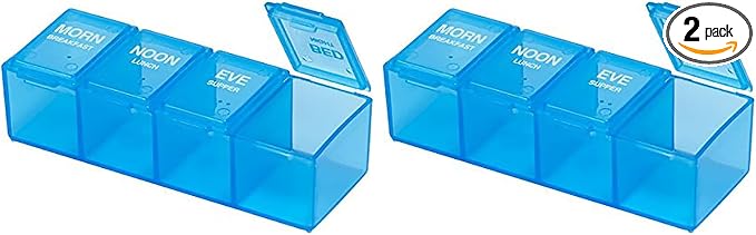 Apothecary Products Ezy Dose Daily Pill Planner │4 Compartments,Assorted (Pack of 2)