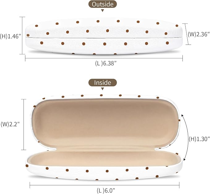 Glasses Case Hard Shell, Cute Sunglasses Case for Women Leather Protective Case for Eyeglass with Cleaning Cloth