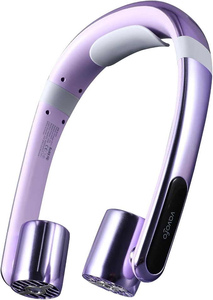 VAVOFO Portable Neck Fan with Book Light, Hands Free Wearable Cooling Fan | 6000mAh Rechargeable, 3 Speeds, 250° Adjustable, Ideal Gift for Reading, Travel, Office, Hiking, Fishing & Sports
