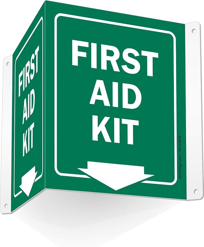 SmartSign - S-9019-AV-06 "First Aid Kit" Projecting Sign | 5" x 6" Aluminum First Aid Kit - 5" x 6" Aluminum