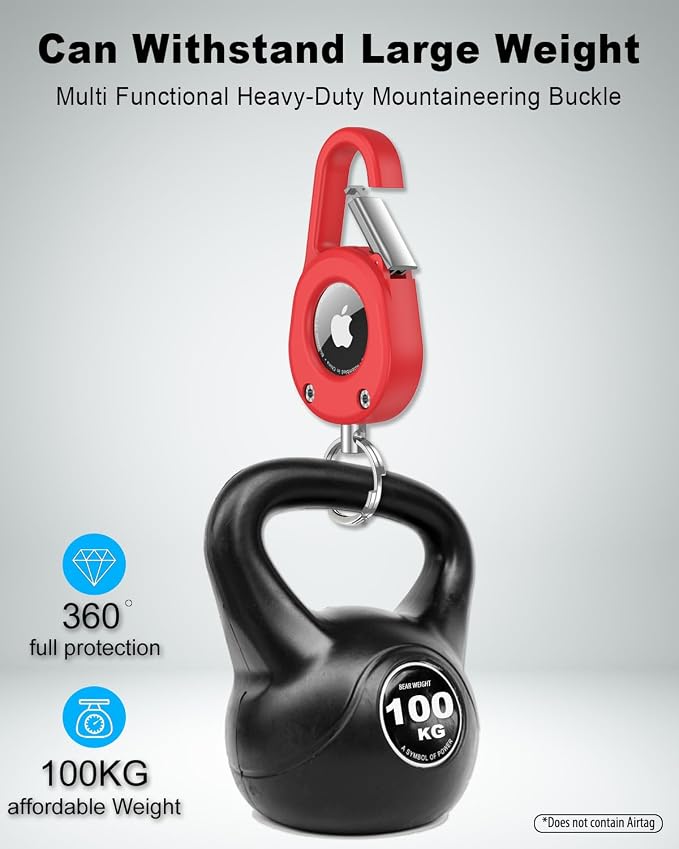SCALLOP for AirTag (1st & 2nd Gen) Keychain with Carabiner,Thick Hard PC Air Tag Holder,IPX8 Waterproof,Secure Lock