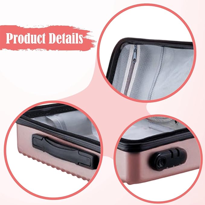Fireproof Document Box Secure Storage Hard Shell Container Organizer Bag for Professionals Certificates, Rose Gold