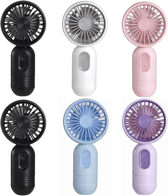 JODNO Mini Portable Fan 6 Pack, Cute Handheld Battery Operated Lightweight Small Personal Fans with 3 Speeds and USB Rechargeable Eyelash Fan for Women Men Office Outdoor Travel Camping