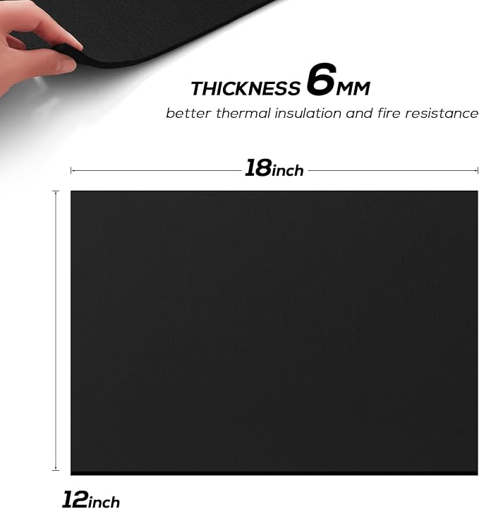 FLASLD 12×18 inch Welding Blanket Fireproof Mat Heat Resistant Material Up To 1800°F Flame Retardant Fabric Carbon Felt for Grill Stove Pit Soldering Welders Plumbers