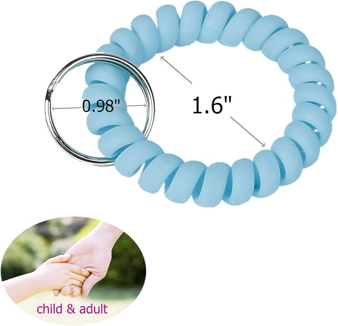BIHRTC 6 Color Wrist Keychain Plastic Spring Flexible Spiral Wrist Coil | Stretchable Wristband Spiral Key Chain Bracelet Key Holder Key Ring for Gym Pool ID Badge Sauna Outdoor Activities