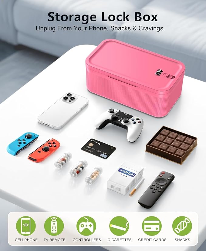 ySky Lockable Storage Box with Combination Code - Secure Medicine Safe box, Phone Jail & Snack Container for Refrigerator, Home, Office, Travel - Durable Multi-Purpose Lock Box (Berry)