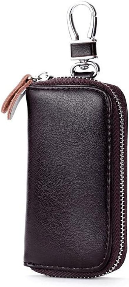 WESTONETEK Unisex Mens Womens Premium Leather Car Key Holder Bag Keychain Case Wallet with 6 Hooks Zipper Closure