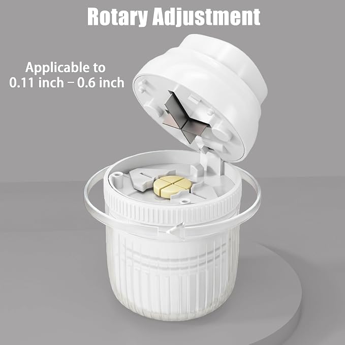 3-in-1 Pill Crusher Fine Powder - 1/4 1/2 Pill Cutter Splitter for Small and Tiny, Grinder for Elderly with Storage and Measuring Cup (White)