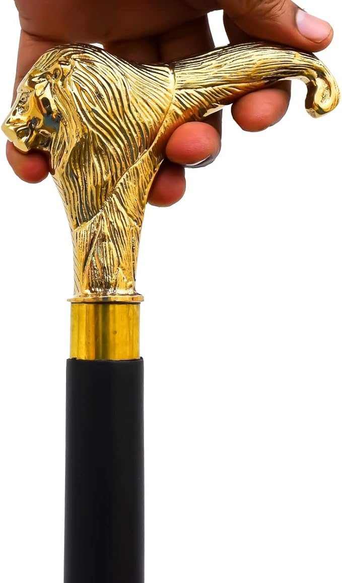 FYNJREX Walking Cane with Brass Handle - Lightweight Walking Stick - Canes for Men,Women and Seniors – Vintage Victorian Cane - Grandpa Gift