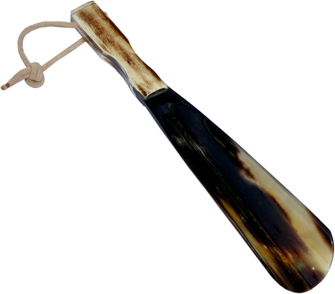5MOONSUN5 Shoe Horn Made with Real Horn Handmade. Easy Grip Handle Shoehorn for Men,Women Seniors, Pregnancy, Elderly, Back Pain, Kids Shoes & Boots. Best Gift Idea Home or Travel Use.(9'' Bone)