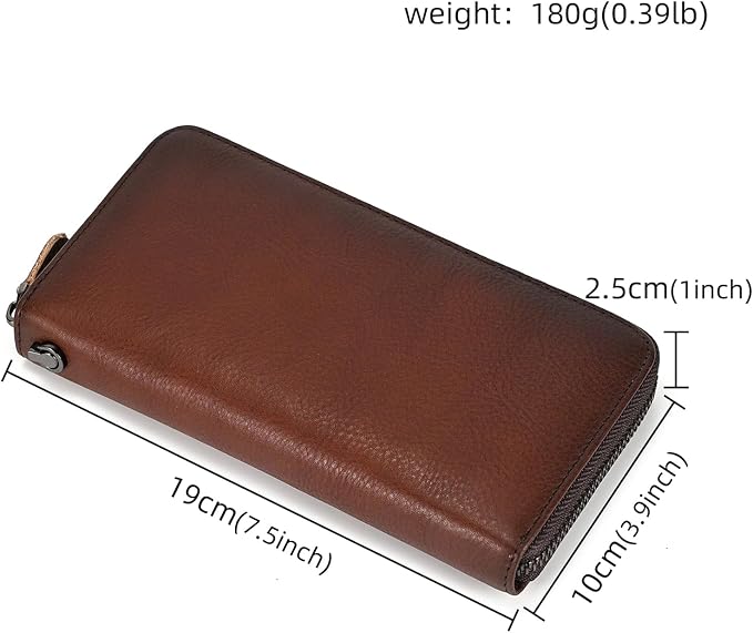 Genuine Leather Long Wallet for Men, Large Capacity Purse Clutch Bag Handbag Checkbook Cash Credit Cards Phone Holder | Large Capacity