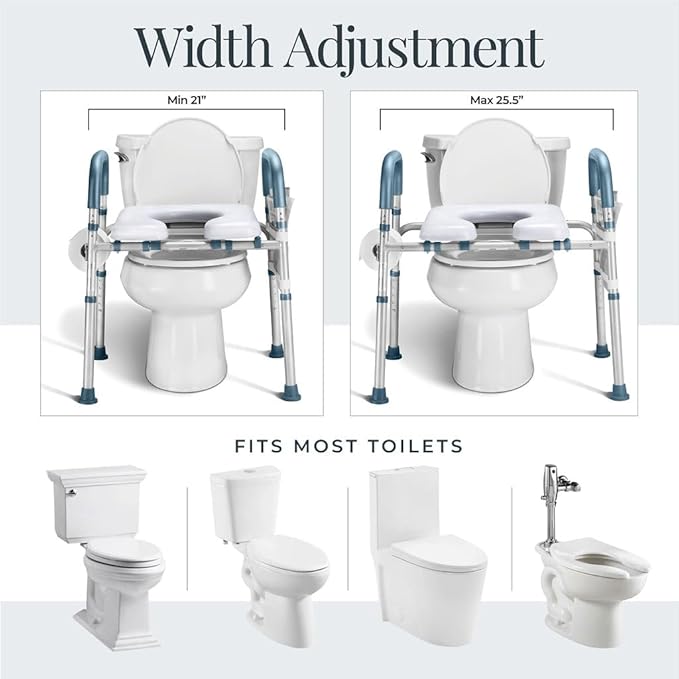 Medical King Toilet Seat Riser for Seniors, Adjustable, Gray, Heavy Duty up to 400 lbs