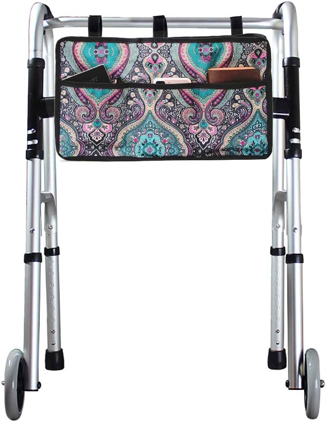 Walker Bag, Walker Accessories for Elderly, Walker Basket Walker Tray for Folding Walkers, Rollator or Scooter, Wheelchair Bag for Seniors, Provides Hands Free Storage for Handicap, Disabled Green