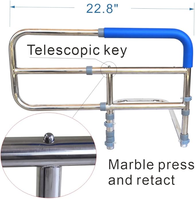 Elderly Assis Adjust Bed Rail Adjustable Stainless Steel Bedside Grab Bar for The Stable and Foldable