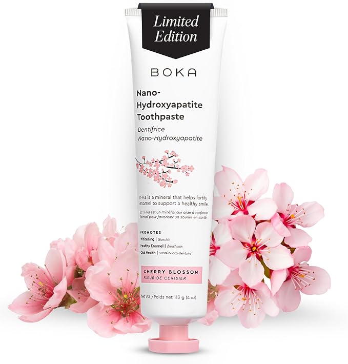 Boka Fluoride Free Toothpaste, Nano Hydroxyapatite Toothpaste, Appropriate for Sensitive Teeth - for Adult Oral Care - Cherry Blossom Flavor, 4 Fl Oz 1Pk