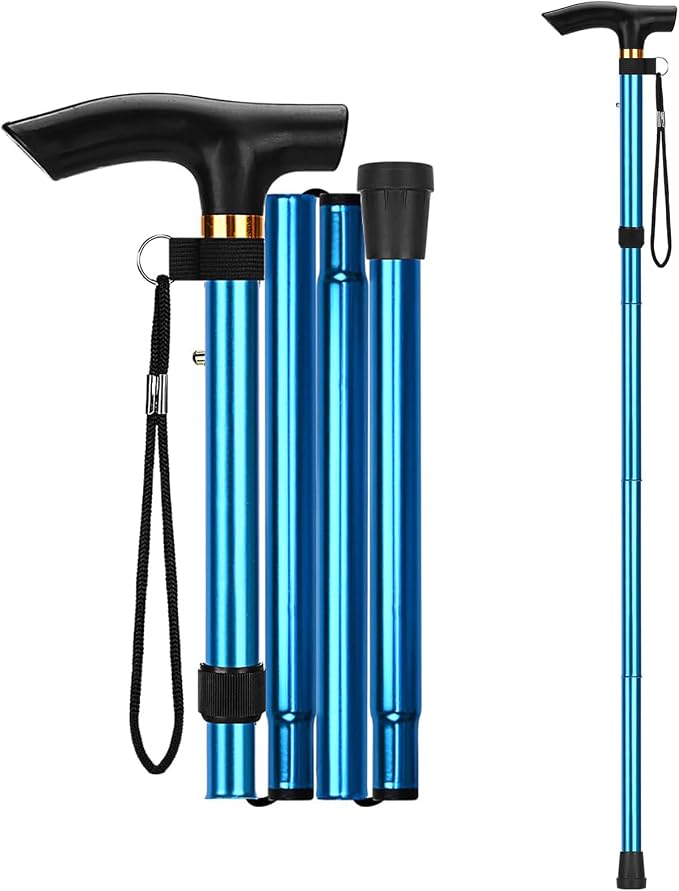 Walking Cane, Folding Cane for Man & Women, Portable Lightweight | 5-Level Adjustable Height, Collapsible Cane for Seniors Balancing Mobility Aid