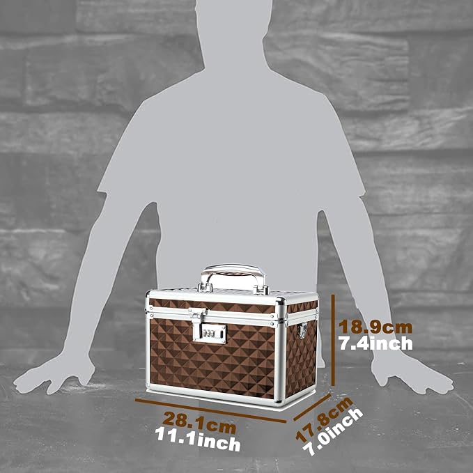 Storage Lock Box with Combination Lock, Lockable Medicine Storage Box, Empty First Aid Box, Security Lock Box, Multipurpose Locking Box for Home and Outdoor Use (Coffee, Medium)